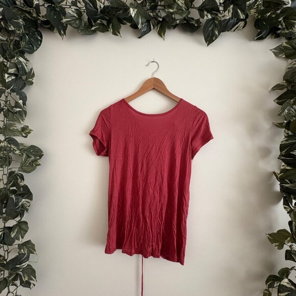 Daytrip Buckle Short Sleeve Lace Up Back Blouse Pink NWT Women’s Size S - Picture 1 of 6